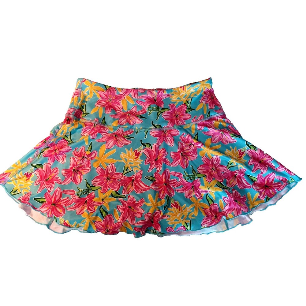 X by Gottex Skort Womens Sz M Lillies Tropical Full & Flirty